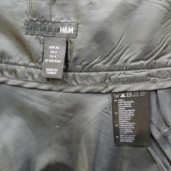 H&M Tartan Plaid Skirt 4 black white pleated buttons pockets lined dark academia - Picture 4 of 10